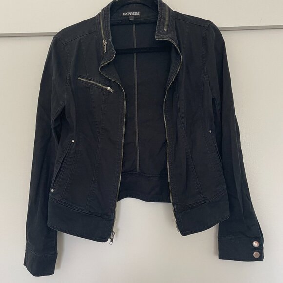 Express Denim Moto Jacket in black - Picture 2 of 7
